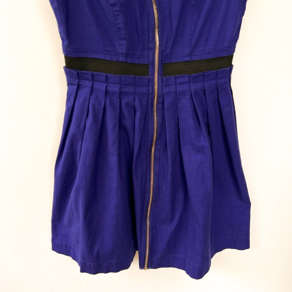Guess Royal Blue Sleeveless Pleated Front Zip Aline Dress Size 8 - Picture 5 of 8